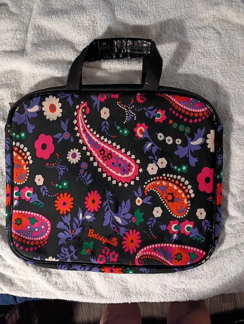 Betsey Johnson Black Paisley Floral Laptop Bag